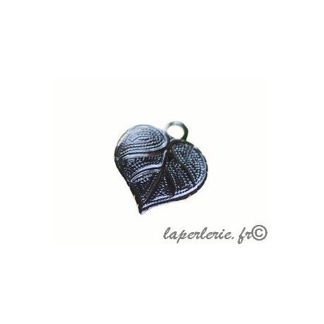 Breloque feuille 13x12mm ÉTAIN x3  - 1