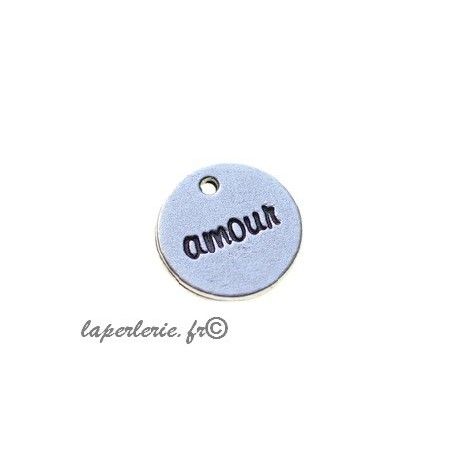 Sequin Amour/Love 15mm ARGENTÉ VIEILLI  - 1