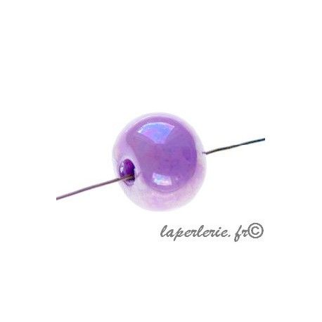 Perle en céramique grecque irisée ronde 15mm PARME x2  - 1