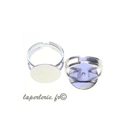 Adjustable ring with plate 15mm SILVER COLOR