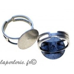 Adjustable ring with plate 15mm OLD SILVER COLOR