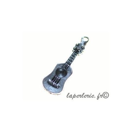 Breloque guitare 29x10mm ARGENTÉ VIEILLI  - 1