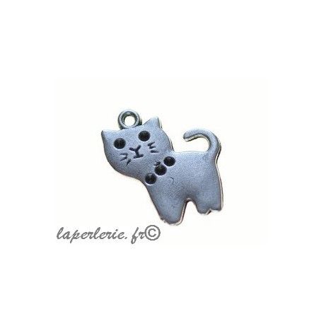 Breloque chat 20x18mm ARGENTÉ VIEILLI  - 1
