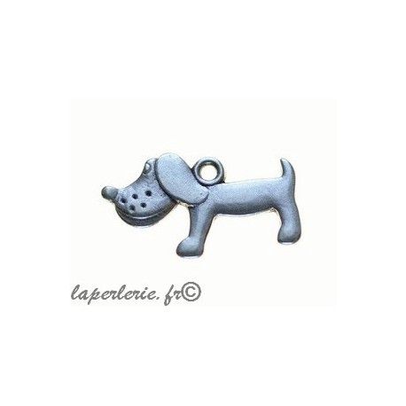 breloque chien 23x14mm ARGENTÉ VIEILLI  - 1