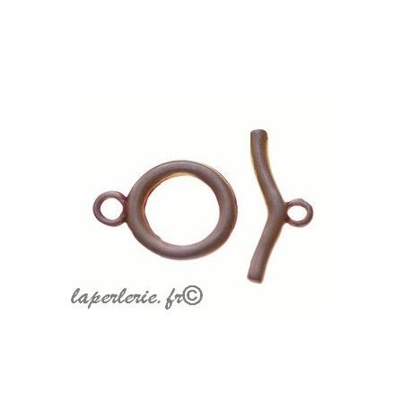 Fermoir rond + barre ondulée 17x22mm CUIVRE VIEILLI  - 1