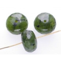 Faceted round flat 16mm JADE NÃ‰PHRITE