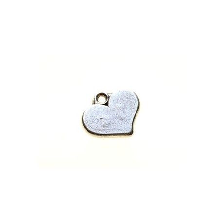 Breloque coeur 12x10mm plat ARGENTÉ VIEILLI  - 1