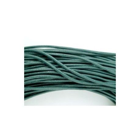 Cordon de cuir 2mm EMERALD x1m  - 1