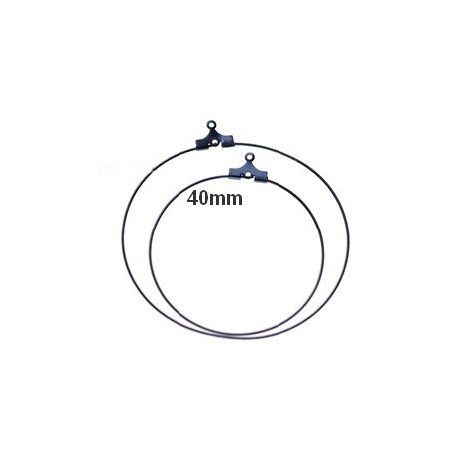 Créole avec anneau 40mm ÉTAIN x2  - 1