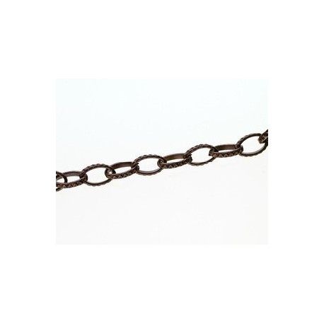 Chaîne ovale maillon 5.5x8.5mm gravé LAITON VIEILLI x1m  - 1
