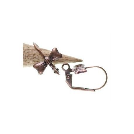 Dormeuse noeud papillon CUIVRE VIEILLI x2  - 1