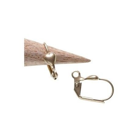 Dormeuse coeur 15mm DORÉ PATINÉ x2  - 1