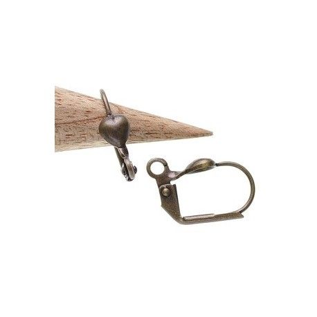 Dormeuse coeur 15mm LAITON VIEILLI x2  - 1