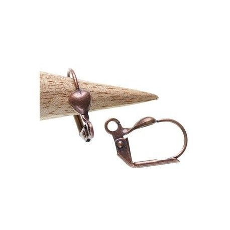 Dormeuse coeur 15mm CUIVRE VIEILLI x2  - 1