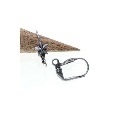 Dormeuse étoile 15mm ARGENTÉ VIEILLI x2  - 1