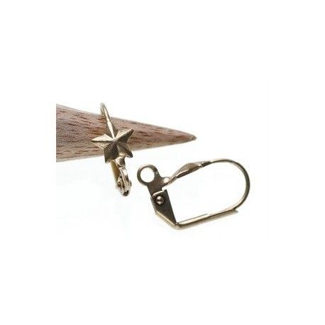 Dormeuse étoile 15mm DORÉ PATINÉ x2  - 1