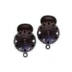 Filigree earclip 12mm with ring OLD COPPER COLOR x2