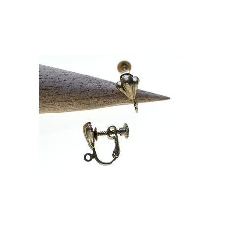 Clip BO à visser fleur de lys DORÉ PATINÉ x2  - 1