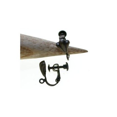 Clip BO à visser fleur de lys LAITON VIEILLI x2  - 1