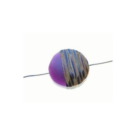 Ronde aplatie 18x6.5mm Bois/Résine VIOLET  - 1