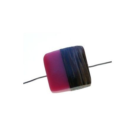 Carré aplati 20x6.5mm bois/résine ROSE  - 1