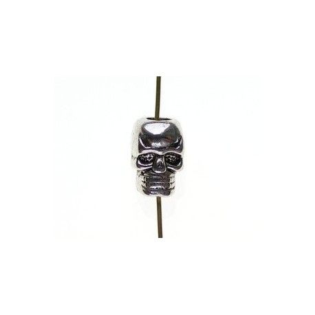 Tête de mort 10.5x7mm gros trou ARGENTÉ VIEILLI  - 1