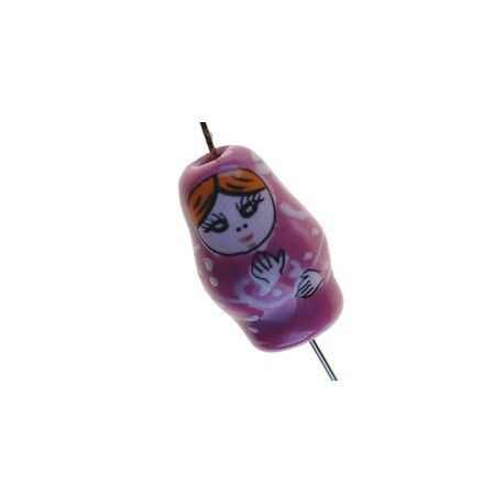 Matriochka porcelaine 21x12mm ROSE  - 1
