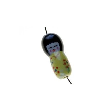 Kokeshi porcelaine 27x12mm JAUNE  - 1