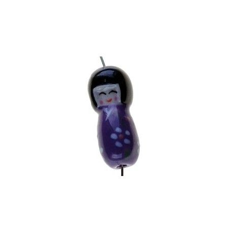 Kokeshi porcelaine 27x12mm VIOLET  - 1