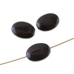 Oval flat bead 14x10mm BLACK AGATE/ ONYX