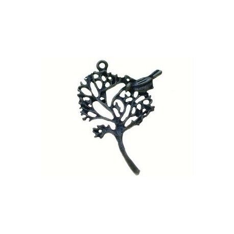 Arbre avec oiseau perché 43x32mm LAITON VIEILLI  - 1