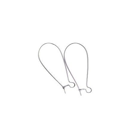 Crochet BO 37x15mm ARGENTÉ x2  - 1