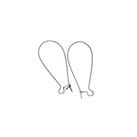 Crochet BO 37x15mm ARGENTÉ ANTIQUE x2  - 1