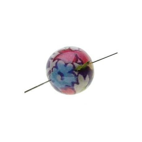 Perle Liberty 18mm Lesley's Purple/Ecru/Jaune  - 1