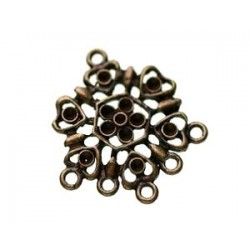 Filigreed finding 5 rings 26x29mm BRONZE COLOR x2