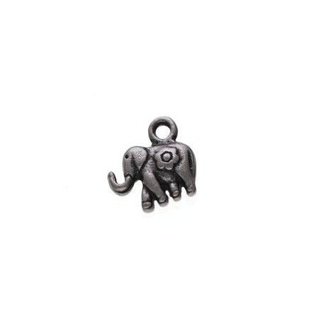 Breloque éléphant 12.5x12mm ARGENTÉ VIEILLI  - 1