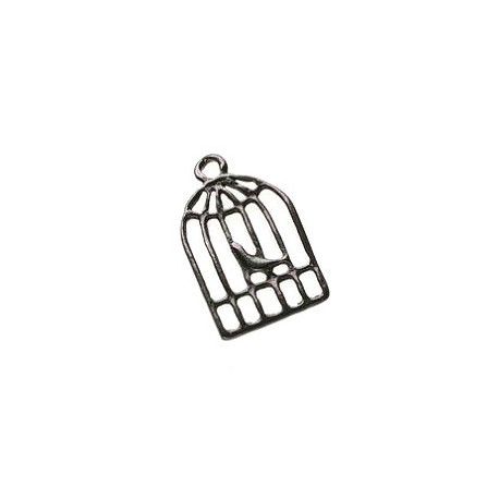 Breloque cage à oiseau 19x12mm ÉTAIN  - 1