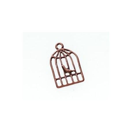 Breloque cage à oiseau 19x12mm CUIVRE VIEILLI  - 1