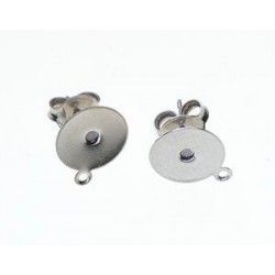 Flat pad earstuds 10mm + ring SILVER COLOR x2