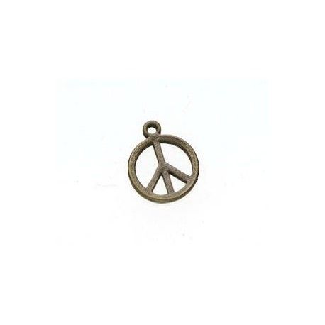 Breloque Peace and Love 9.5x12mm LAITON VIEILLI x2  - 1