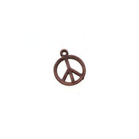 Breloque Peace and Love 9.5x12mm CUIVRE VIEILLI x2  - 1