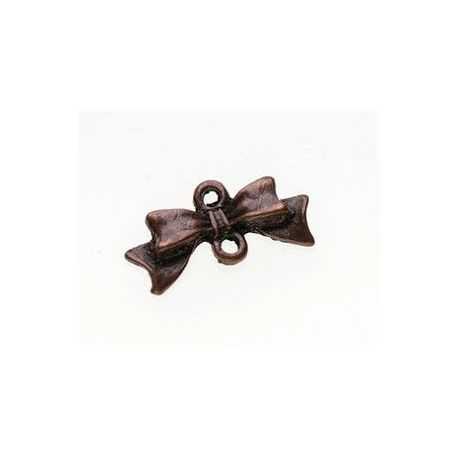 Intercalaire Noeud papillon 2 anneaux 20.5x10mm CUIVRE VIEILLI  - 1