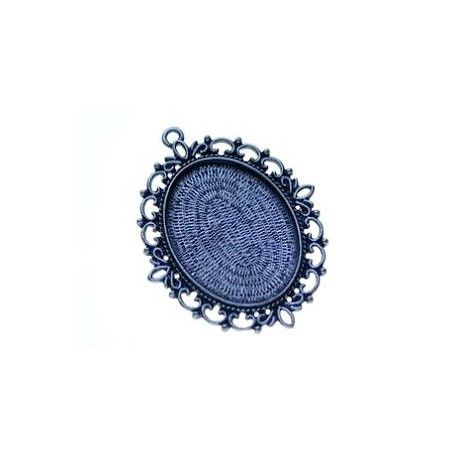 Médaillon Cabochon 61x48mm (int. 30x40mm) ARGENTÉ VIEILLI  - 1