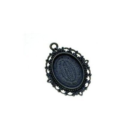 Médaillon Cabochon 42.5x31.5mm (int. 25x18mm) LAITON VIEILLI  - 1