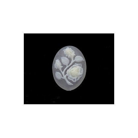 Cabochon Camée Roses 18x13mm LIGHT GREY  - 1