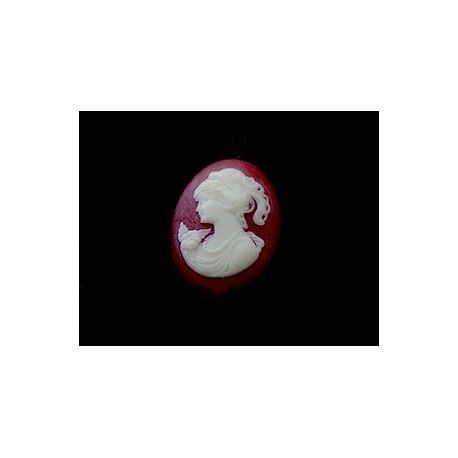 Cabochon Camée 18x13mm FRAMBOISE  - 1