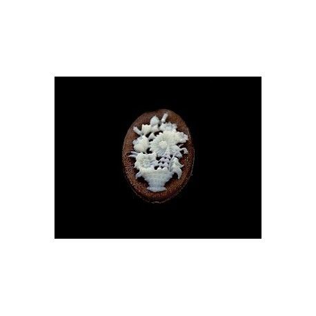 Cabochon Camée Bouquet 18x13mm MARRON GLACÉ  - 1