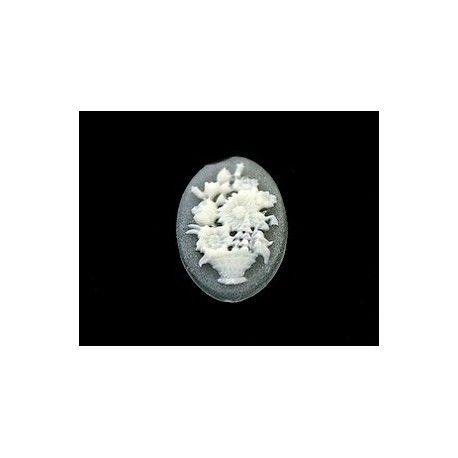 Cabochon Camée Bouquet 18x13mm GRIS  - 1