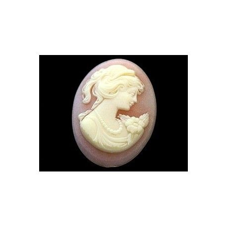 Cabochon Camée 25x18mm ROSE PÅLE  - 1