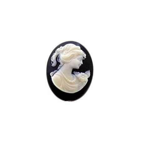 Cabochon Camée 25x18mm NOIR  - 1